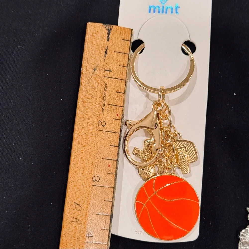BAG CHARM NWT Basketball Charm Keychain Gold Tone
